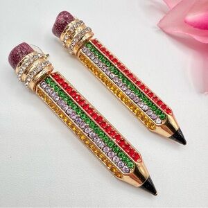 Sugarfix by BaubleBar Pencil Drop Earrings Colorful Crystal School Teacher